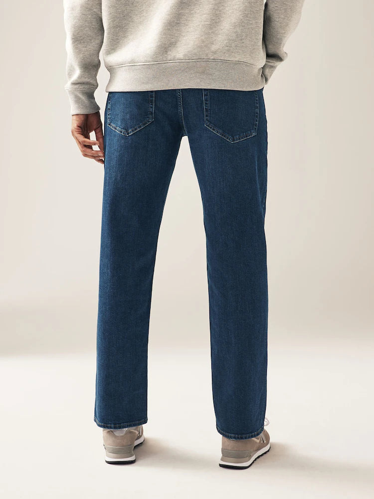 Blue Mid Single Straight Fit Classic Stretch Jeans