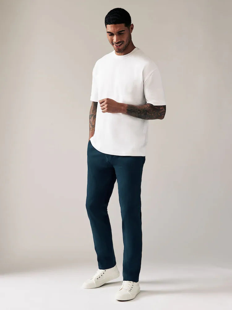 Blue Dark Slim Fit Stretch Chinos Trousers