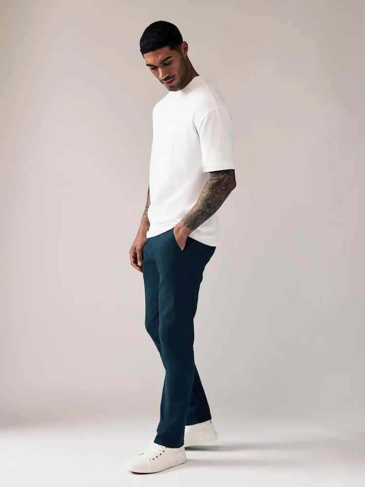Blue Dark Slim Fit Stretch Chinos Trousers