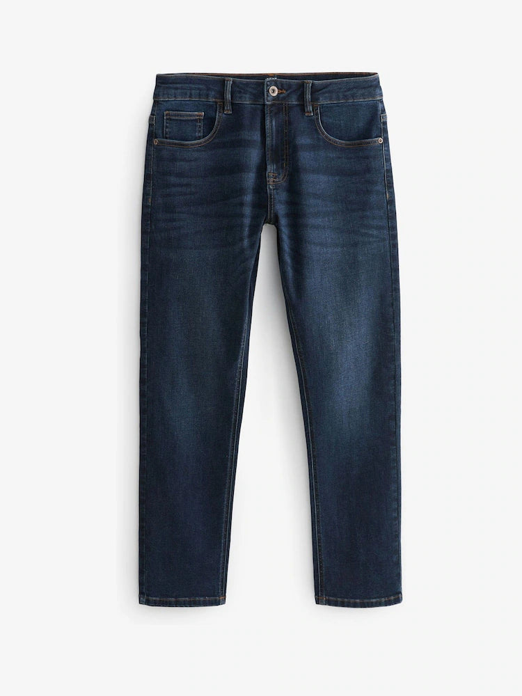 Blue Mid Single Straight Fit Classic Stretch Jeans