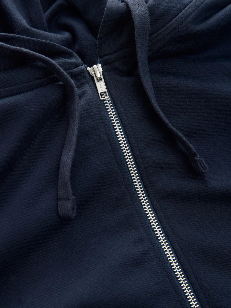 Navy Blue 100% Cotton Lightweight Zip Up Hoodie