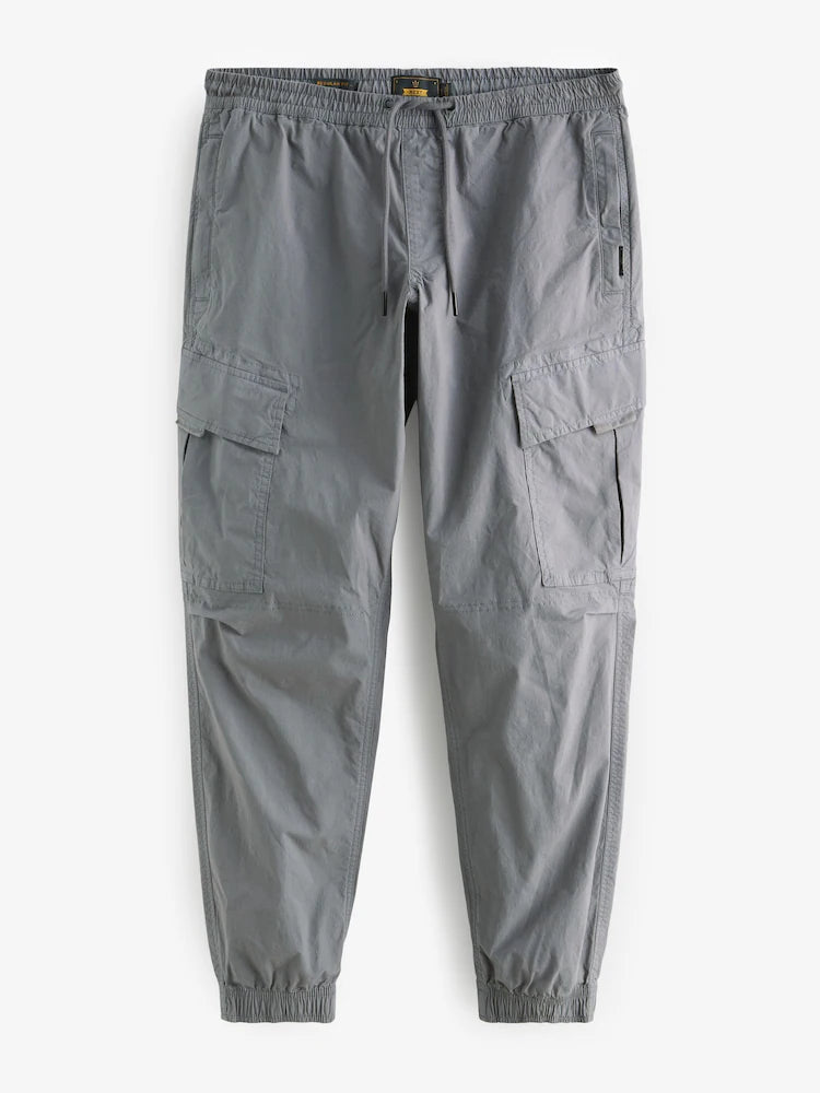 Light Blue Grey Regular Tapered Fit Stretch Utility Cargo Trousers