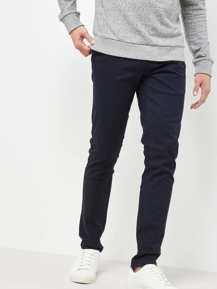 Navy Blue Skinny Fit Stretch Chino Trousers