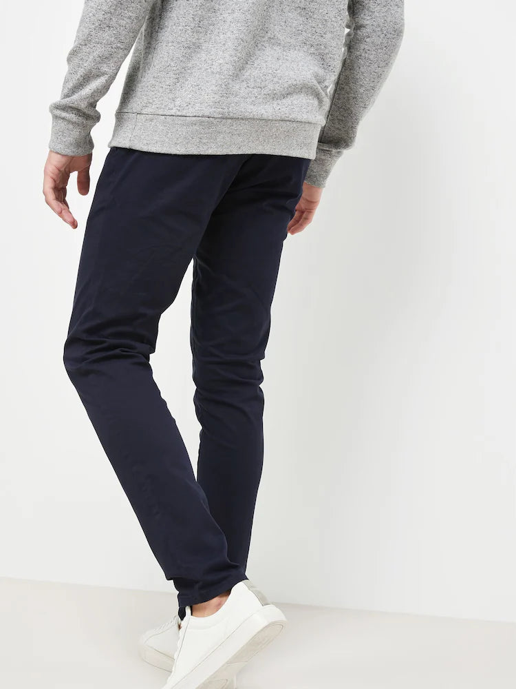 Navy Blue Skinny Fit Stretch Chino Trousers
