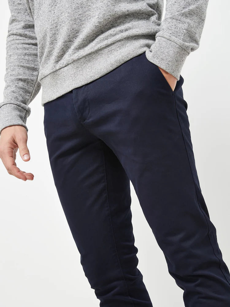 Navy Blue Skinny Fit Stretch Chino Trousers