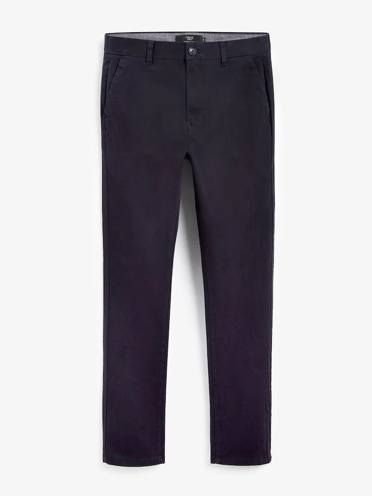 Navy Blue Skinny Fit Stretch Chino Trousers