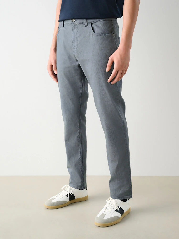Blue Slate 5 Pocket Cotton Linen Trousers