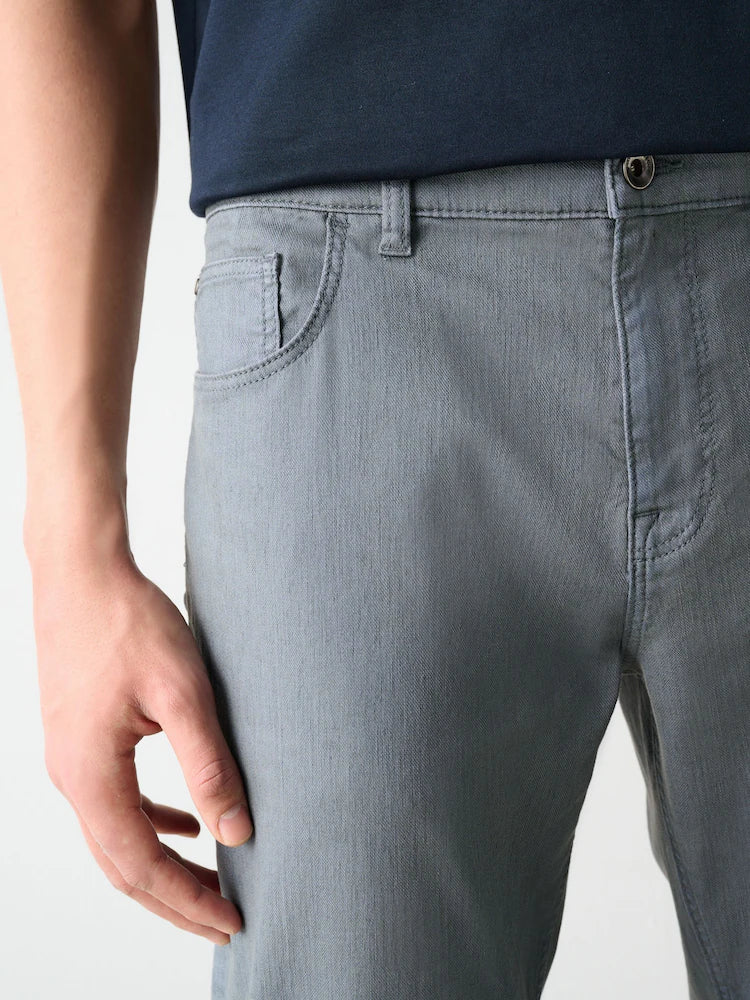 Blue Slate 5 Pocket Cotton Linen Trousers
