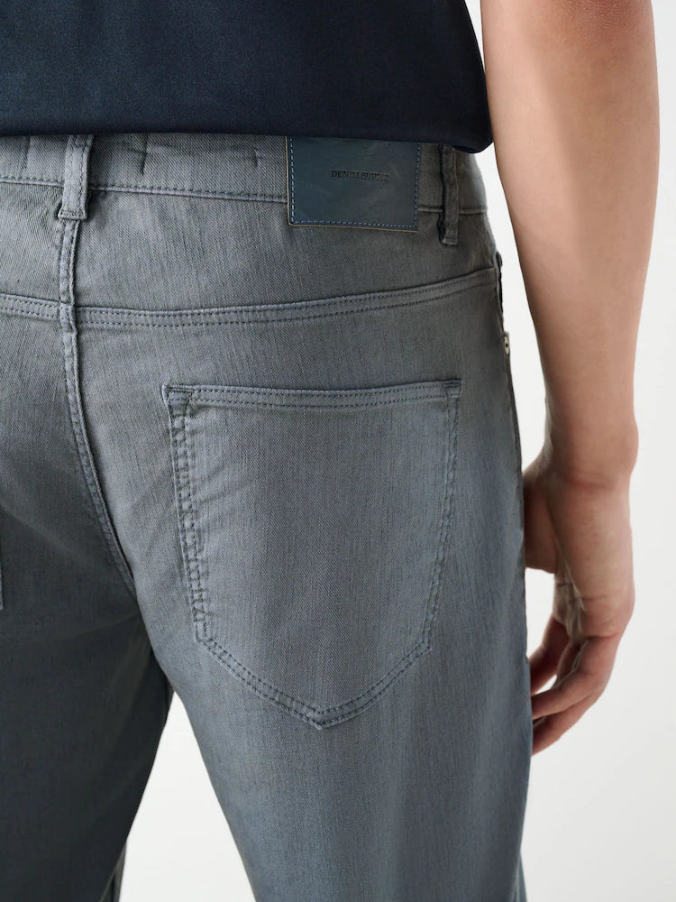 Blue Slate 5 Pocket Cotton Linen Trousers