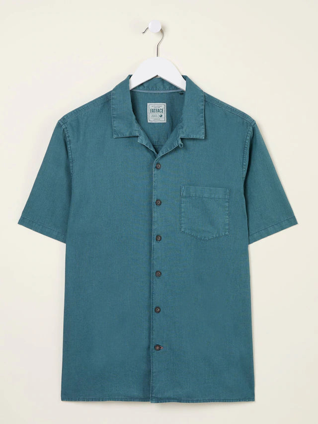 FatFace Bugle Dark Teal Blue Linen Cotton Shirt