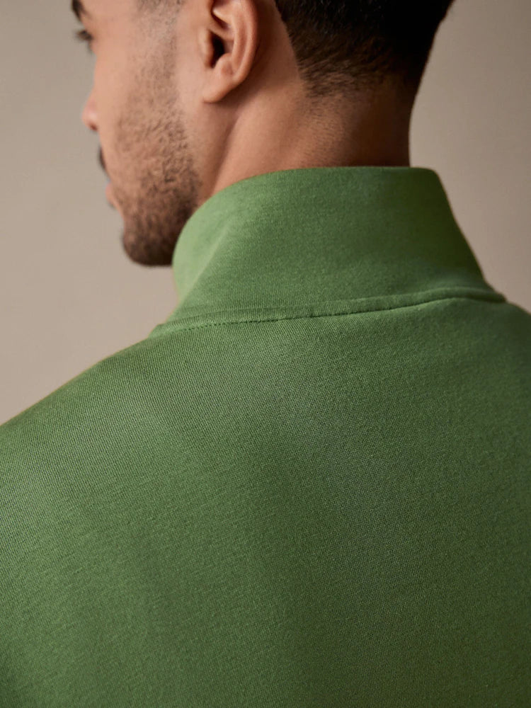 Bright Green Jersey Cotton Rich Quarter Zip Sweatshirt