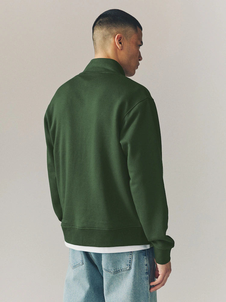 Green Zip Through Funnel Neck Sweatshirt