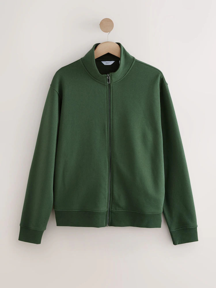 Green Zip Through Funnel Neck Sweatshirt