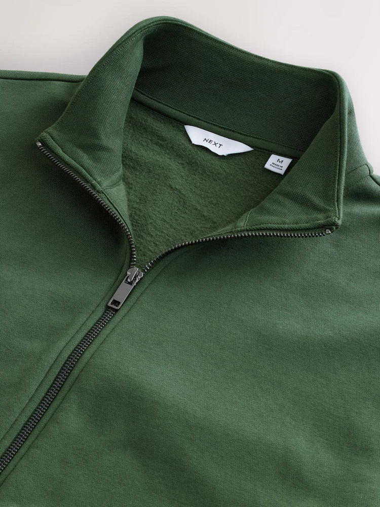 Green Zip Through Funnel Neck Sweatshirt