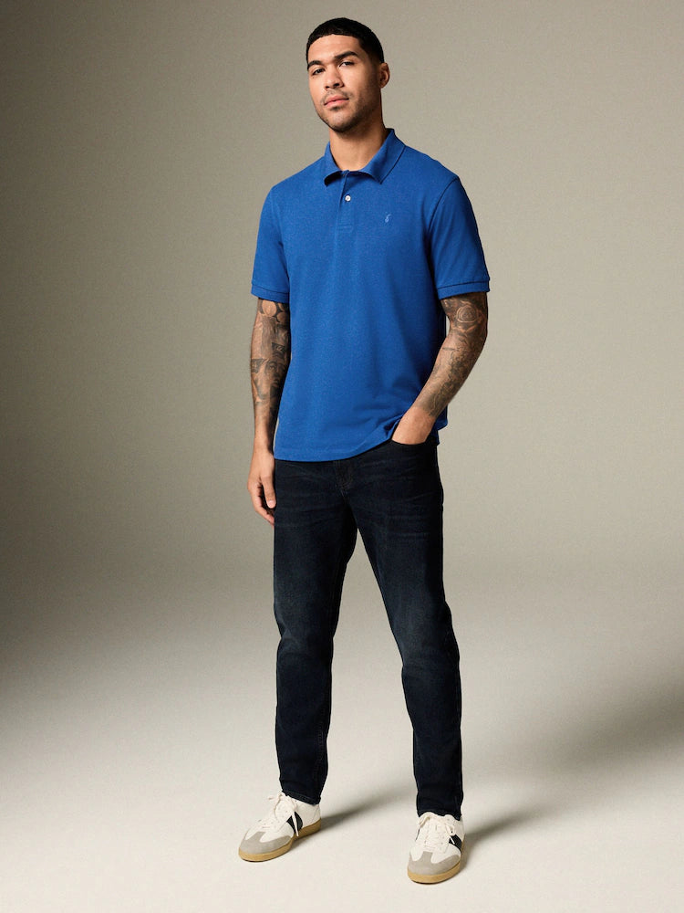 Dark Blue Regular Fit Short Sleeve Pique Polo Shirt