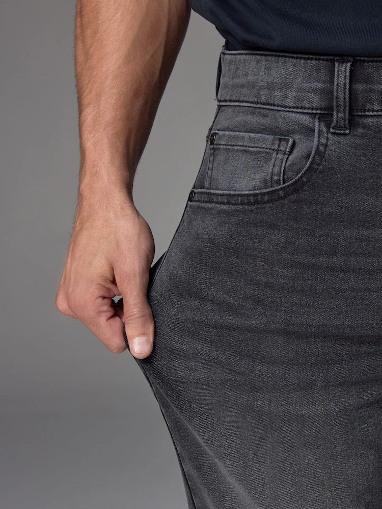 Grey Washed Slim Fit Essential Stretch Jeans