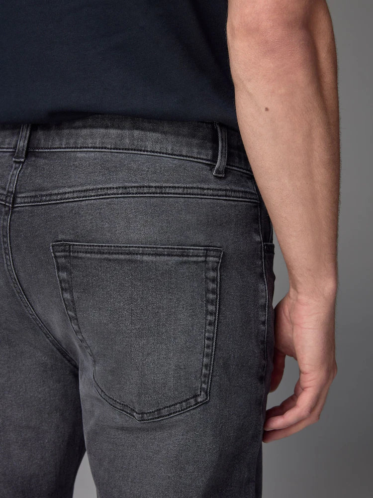 Grey Washed Slim Fit Essential Stretch Jeans