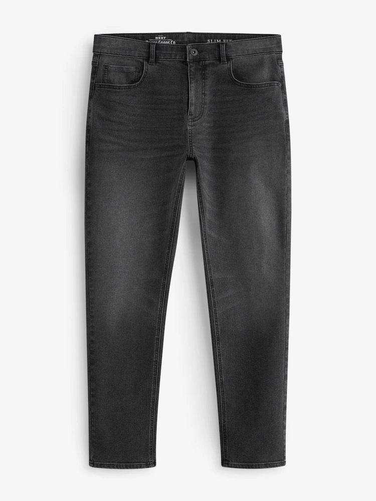 Grey Washed Slim Fit Essential Stretch Jeans
