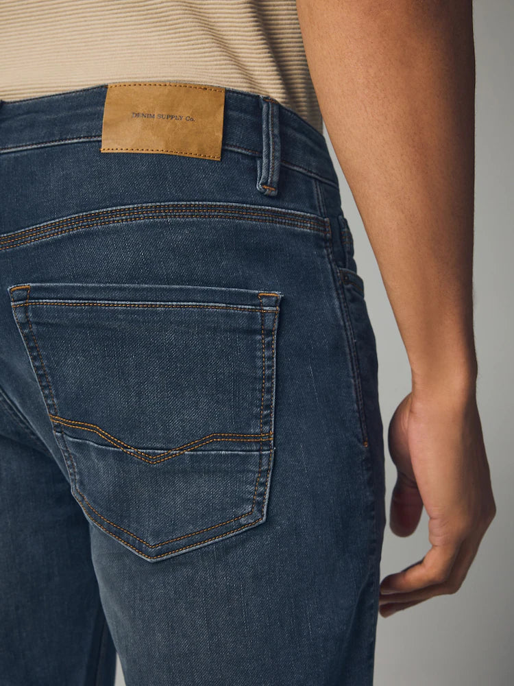 Blue Grey Vintage Slim Fit Comfort Stretch Jeans
