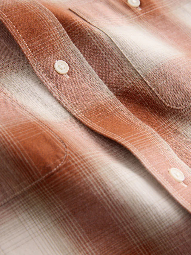 Orange Twin Pocket Short Sleeve Check Shirt