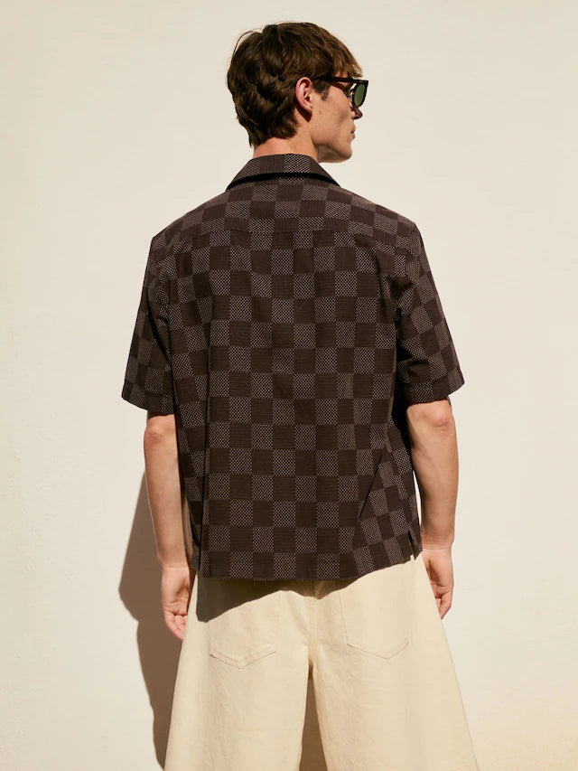 Brown Relaxed Fit Short Sleeve Check Shirt