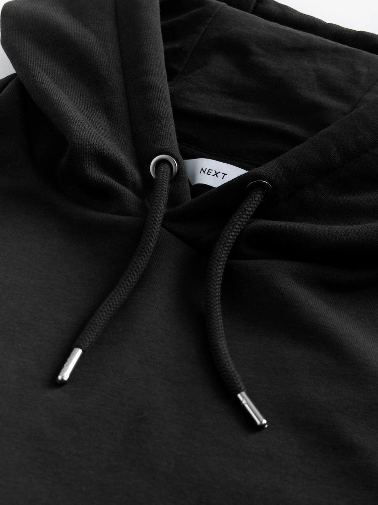 Black Regular Fit Rich Jersey Fabric Hoodie