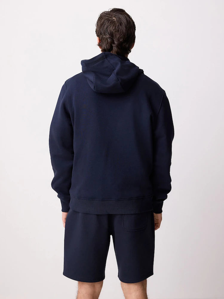 Navy Blue Regular Fit Rich Jersey Fabric Hoodie