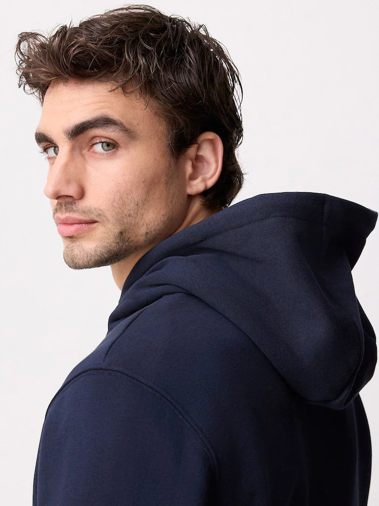 Navy Blue Regular Fit Rich Jersey Fabric Hoodie