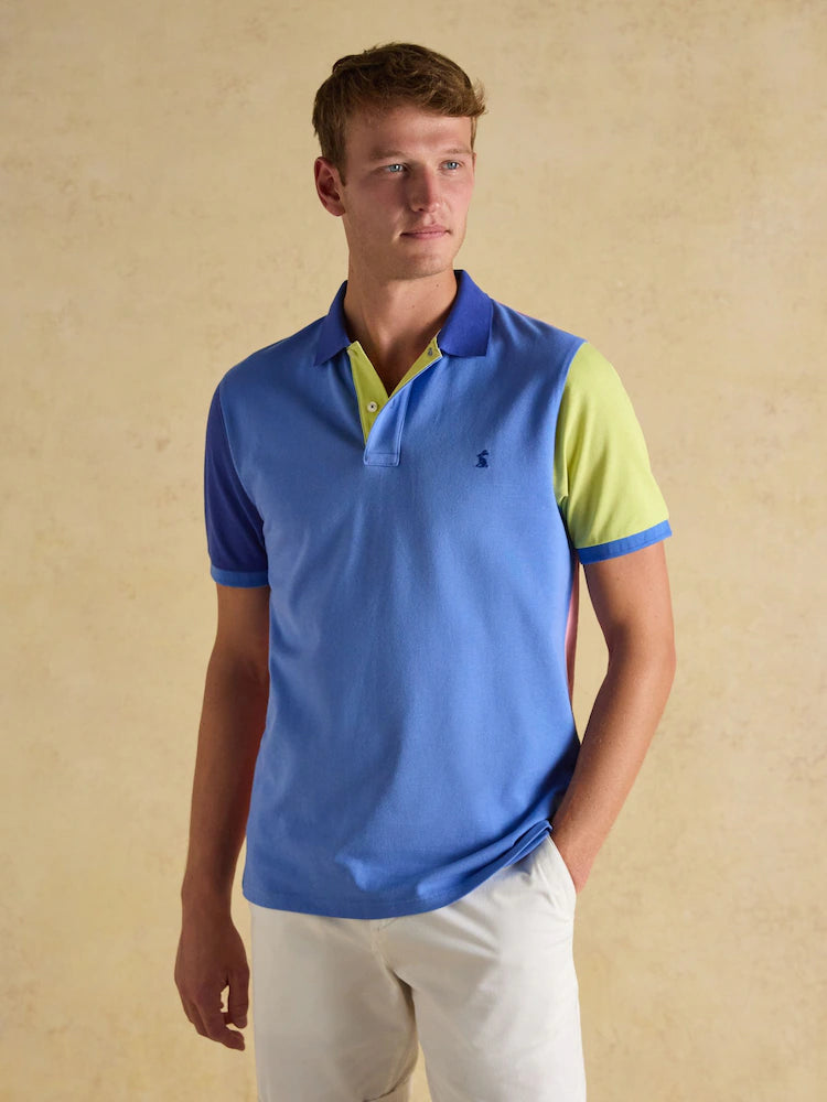 Joules Woody Blue Colourblock Cotton Pique Polo Shirt