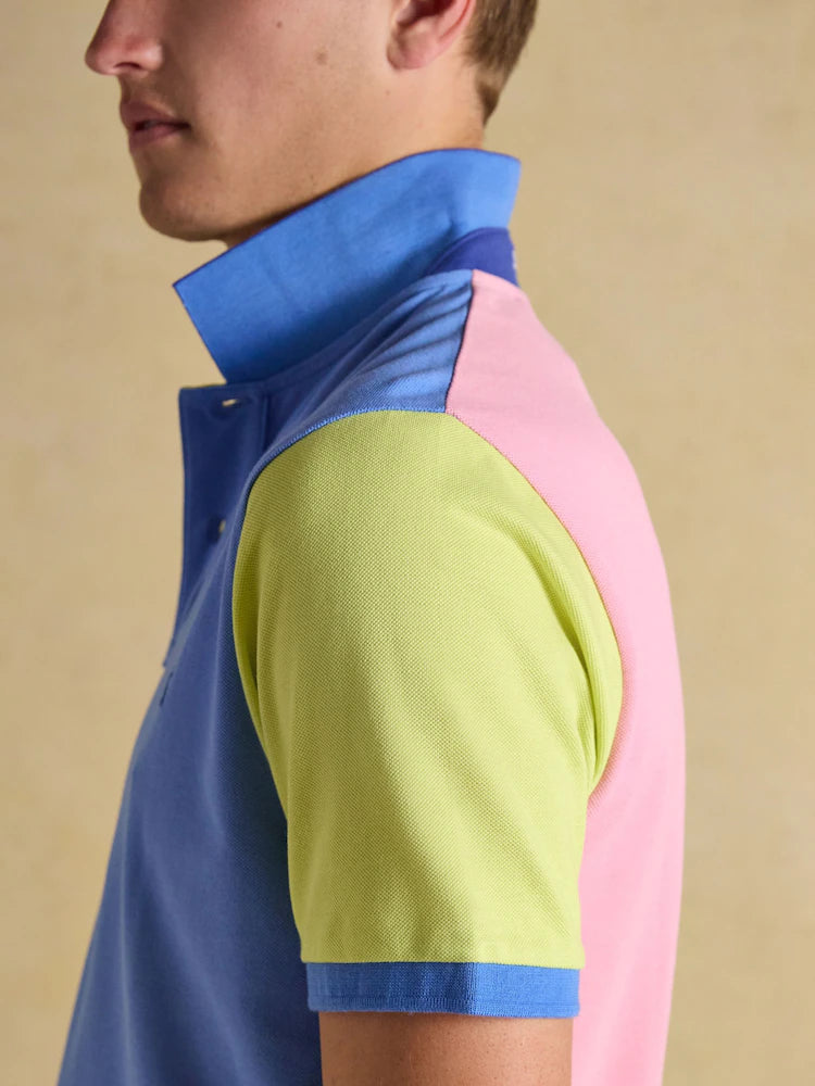 Joules Woody Blue Colourblock Cotton Pique Polo Shirt