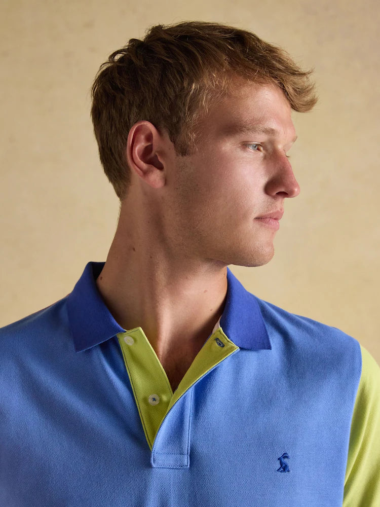 Joules Woody Blue Colourblock Cotton Pique Polo Shirt