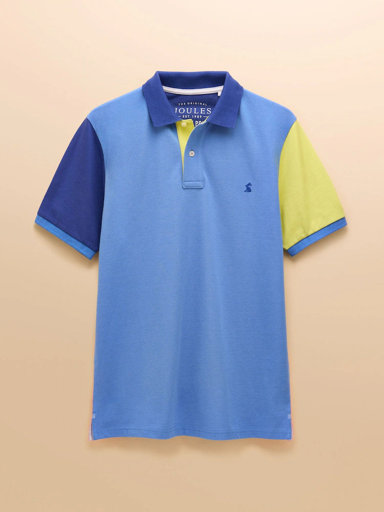 Joules Woody Blue Colourblock Cotton Pique Polo Shirt