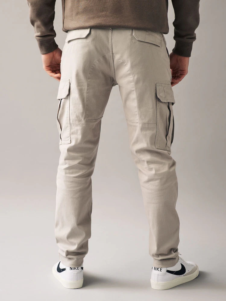 Light Stone Slim Fit Cotton Stretch Cargo Trousers