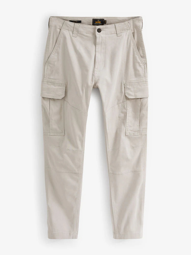 Light Stone Slim Fit Cotton Stretch Cargo Trousers