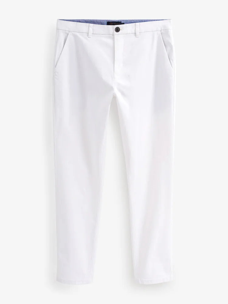 White Slim Fit Stretch Chinos Trousers